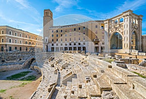 Roman Amphitheatre in Lecce, Puglia, southern Italy.
